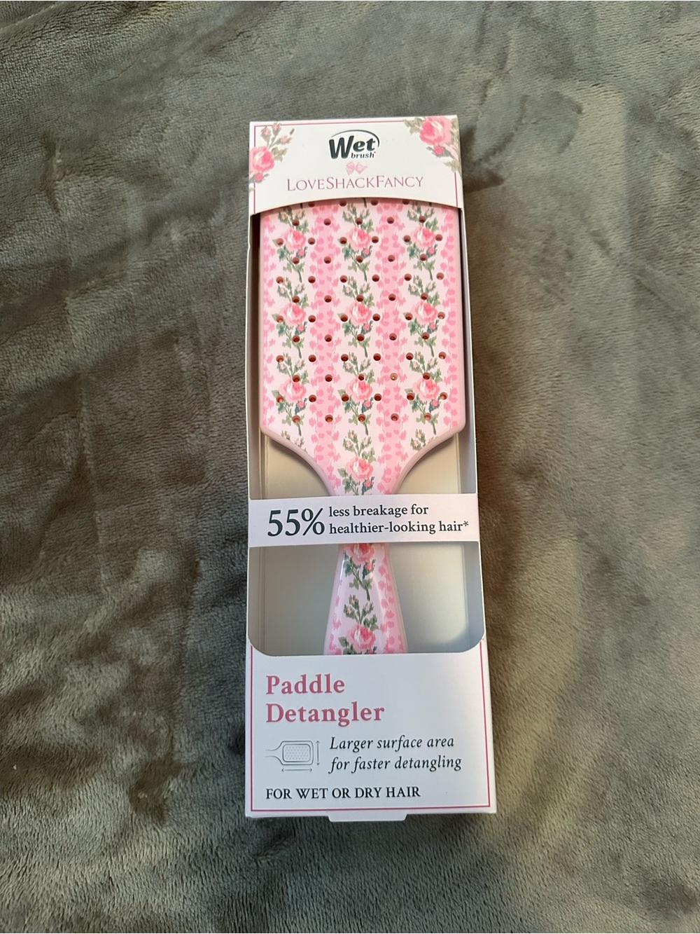LoveShackFancy Pink Floral Paddle Hair Brush